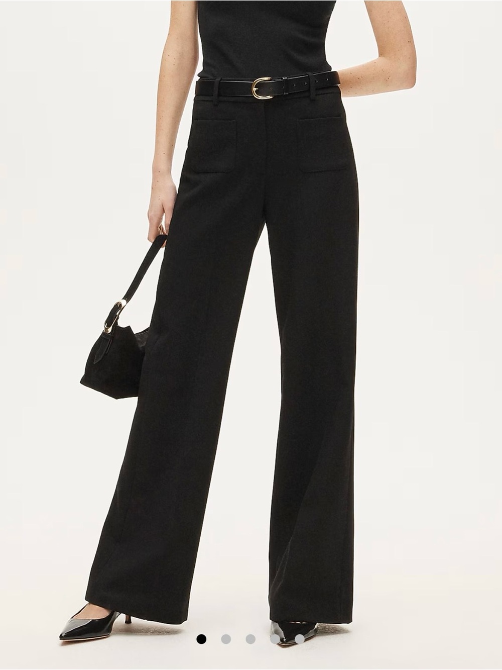 J. Crew Carolina Black Wide-Leg Trouser with Front Patch Pockets, size 6 tall